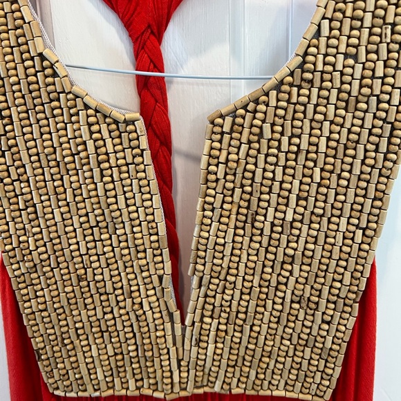 Coral beaded maxi dress side small - Picture 5 of 5